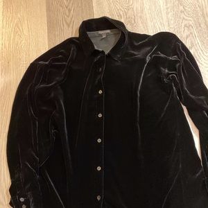 Eileen Fisher velvet t shirt and velvet blouse
